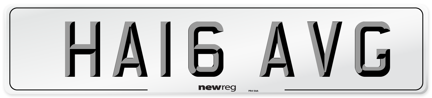 HA16 AVG Number Plate from New Reg